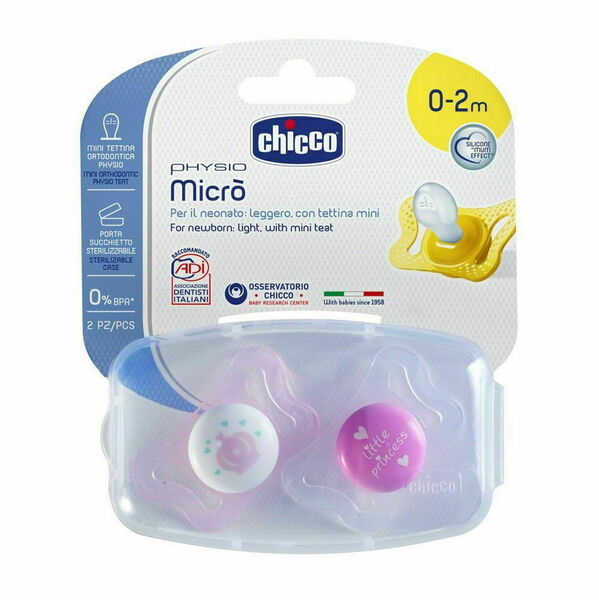 Chicco  Šidítko Physio Micro, silikonové, 0-2M +, růžová, 2ks porovnat ceny
