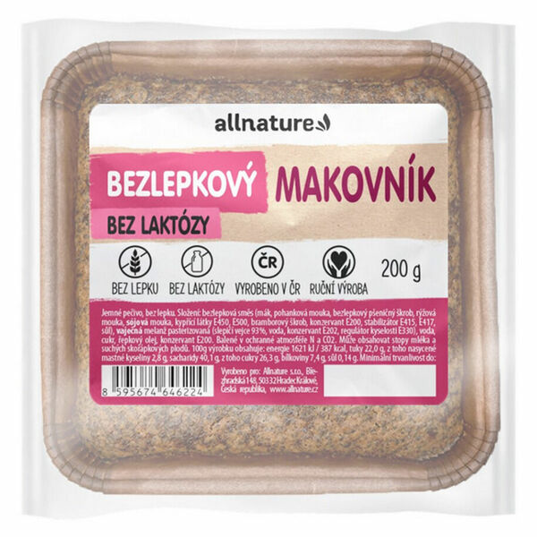 ALLNATURE Bezlepkový makovník 200 g porovnat ceny