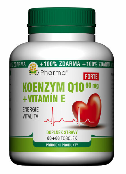 BIO Pharma Koenzym Q10 Forte 60mg + Vitamín E 60+60 tobolek porovnat ceny