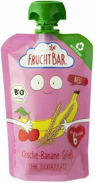 Fruchtbar BIO 100% Recykovatelná ovocná kapsička s banánem, višněmi a krupicí 100 g porovnat ceny