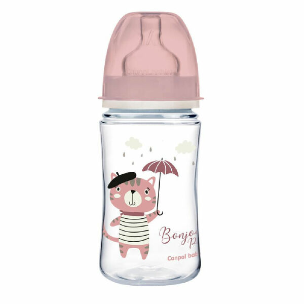 CANPOL BABIES Lahev se širokým hrdlem BONJOUR PARIS růžová 240 ml porovnat ceny