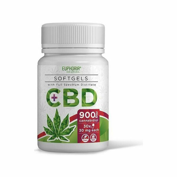 Euphoria CBD kapsle SoftGels 900 mg širokospektrální 30 kapslí porovnat ceny