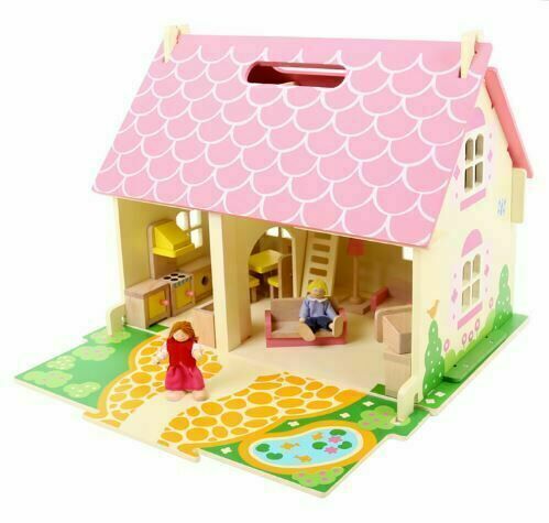 Bigjigs Toys Přenosný dřevěný domeček pro panenky porovnat ceny