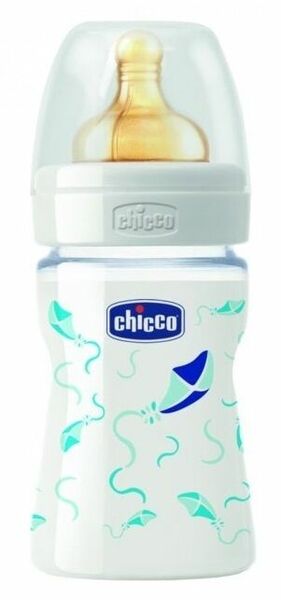 Chicco  Láhev skleněná Well-Being kaučukový dudlík 150ml, modrá porovnat ceny