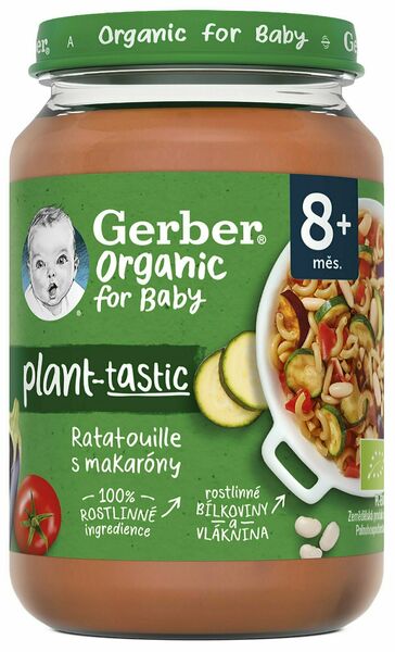 Gerber Organic 100% rostlinný příkrm ratatouille s makaróny 190 g porovnat ceny