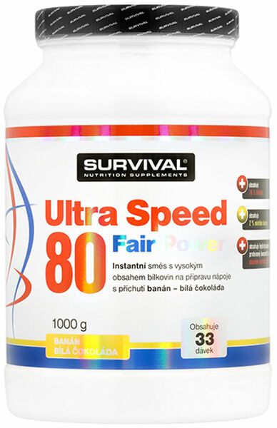 Survival Nutrition Ultra Speed 80 Fair Power banán-bílá čokoláda 1000g porovnat ceny