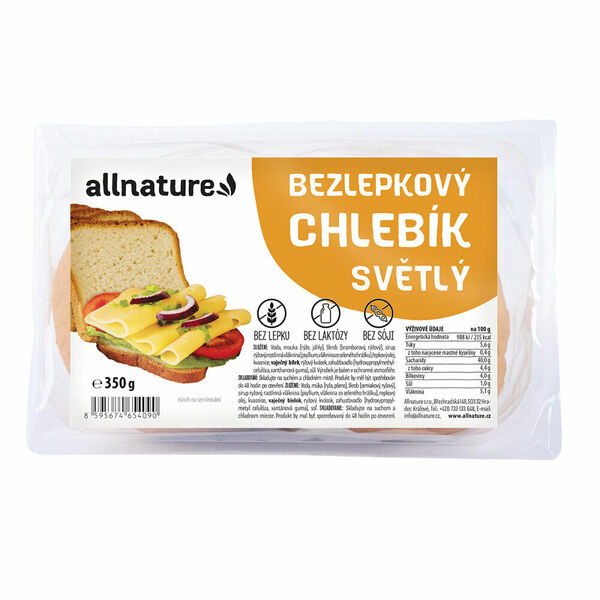 ALLNATURE Bezlepkový chlebík světlý 350 g porovnat ceny