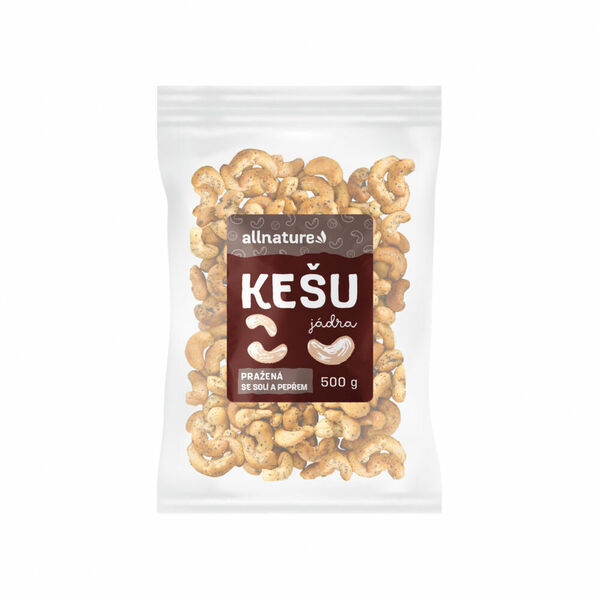 ALLNATURE Kešu jádra pražená se solí a pepřem 500 g porovnat ceny