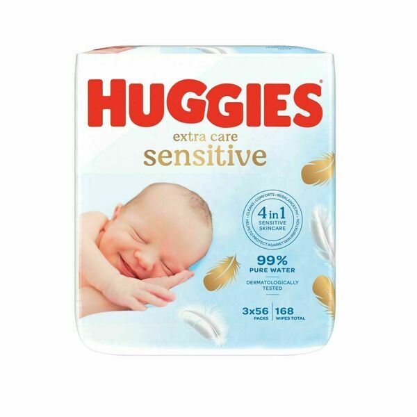 Huggies Extra Care Sensitive vlhčené ubrousky 3x56 ks porovnat ceny