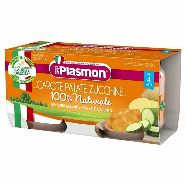 Plasmon Příkrm bezlepkový zeleninový s mrkví, bramborami a cuketou 4m+ 2x80g porovnat ceny