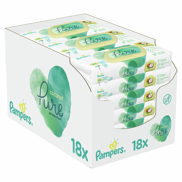 Pampers Coconut Pure Dětské Čisticí Ubrousky 18x42ks porovnat ceny