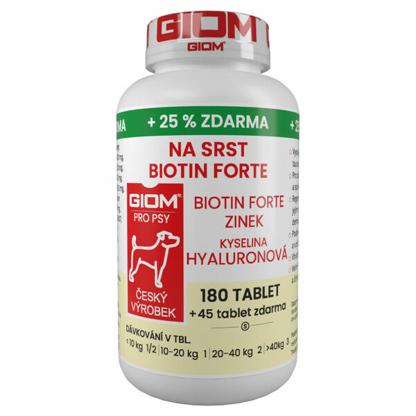 GIOM Na srst Biotin forte 180 tablet + 25% zdarma porovnat ceny