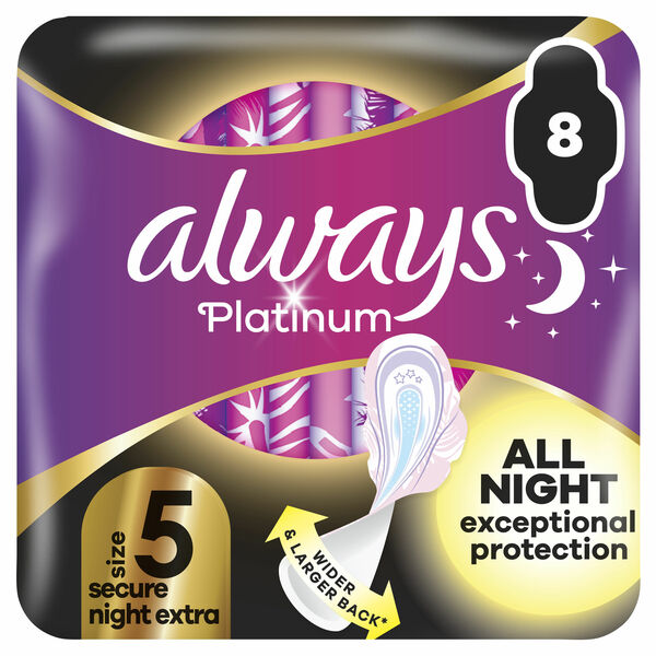Always Platinum secure Night extra hygienické vložky s křidélky 8 ks porovnat ceny