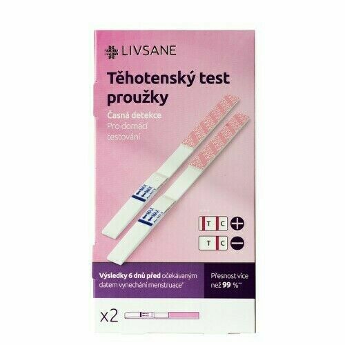LIVSANE Těhotenský test proužky Časná detekce 2ks porovnat ceny