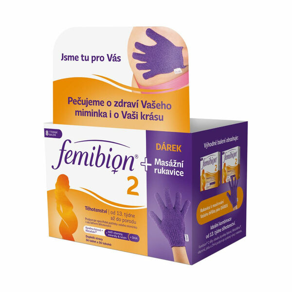 Femibion 2 Těhotenství 56 tablet + 56 tobolek + masážní rukavice porovnat ceny