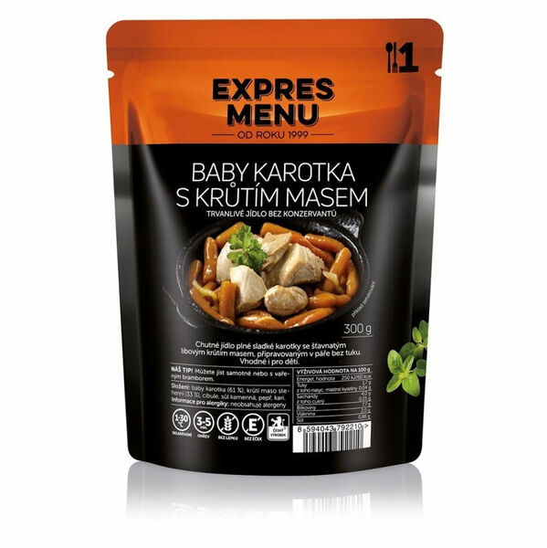 EXPRES MENU Baby karotka s krůtím masem bez lepku 1 porce porovnat ceny