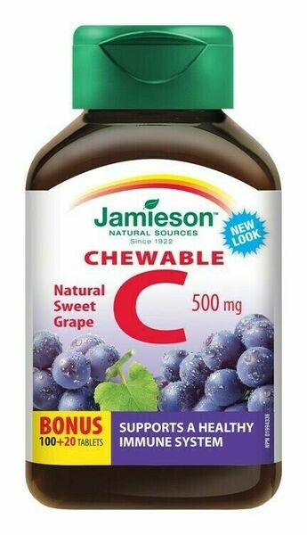 Jamieson Vitamín C 500mg tablety na cucání s příchutí hrozna 120 tablet porovnat ceny