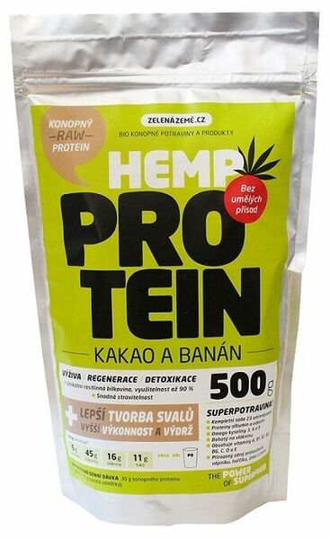 Zelená Země Konopný protein kakao s banánem 500g porovnat ceny