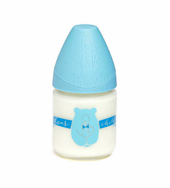 SUAVINEX MFL Láhev SKLO 120 ml anatomická savička -Modrá/Méďa porovnat ceny
