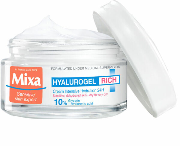 Mixa Hyalurogel rich intenzivní hydratační pleťový krém pro citlivou, suchou a dehydratovanou pleť 50ml porovnat ceny