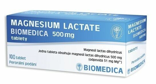 Biomedica Magnesium lactate 500mg 100 tablet porovnat ceny