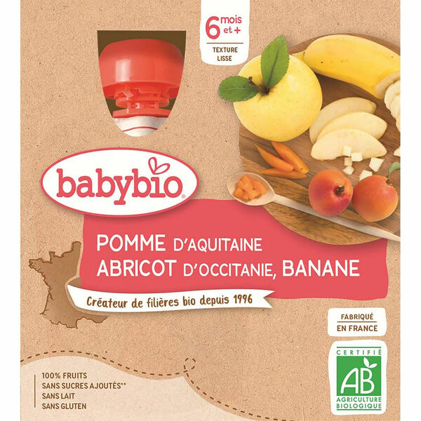 BABYBIO Jablko s meruňkou a banánem 4x90 g porovnat ceny