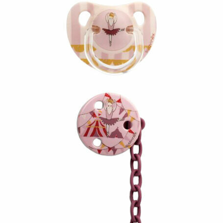 Suavinex  Šidítko anatomické +6m silikon + Klip - Růžový cirkus porovnat ceny