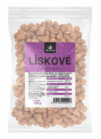 Allnature Lískové ořechy jádra 100g porovnat ceny