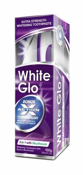 White Glo Zubní pasta 2v1 150g + kartáček a mezizubní kartáček ZDARMA porovnat ceny
