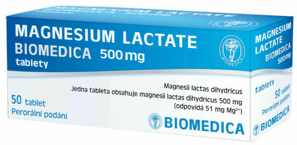 Biomedica Magnesium lactate 500mg 50 tablet porovnat ceny