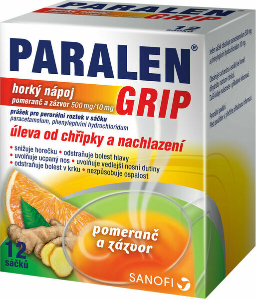 Paralen® grip horký nápoj pomeranč a zázvor 12 sáčků porovnat ceny