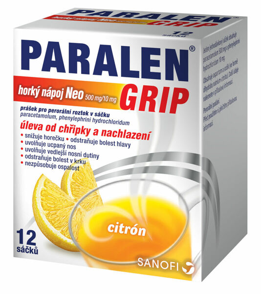 Paralen® Grip Horký Nápoj Neo 500mg/10mg sáčky 12ks porovnat ceny