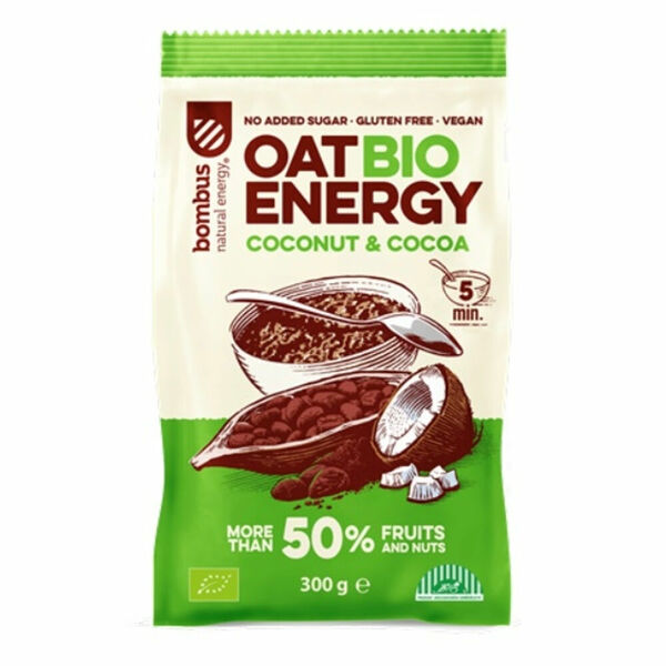 BOMBUS Oat energy coconut & cocoa ovesná kaše 65 g BIO porovnat ceny