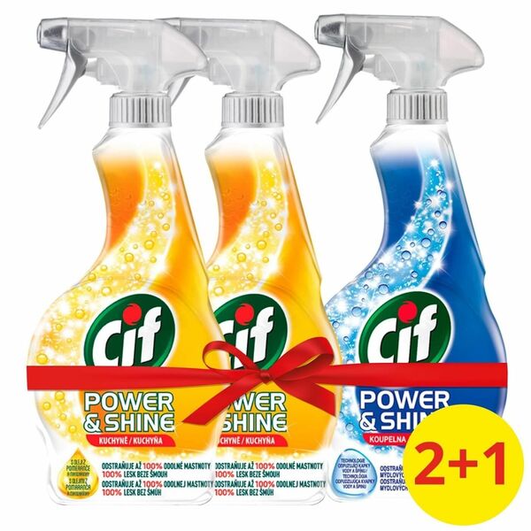 Cif Power&Shine Kuchyň čistící sprej 2x500ml + Cif Power&Shine Koupelna čistící sprej 500ml porovnat ceny