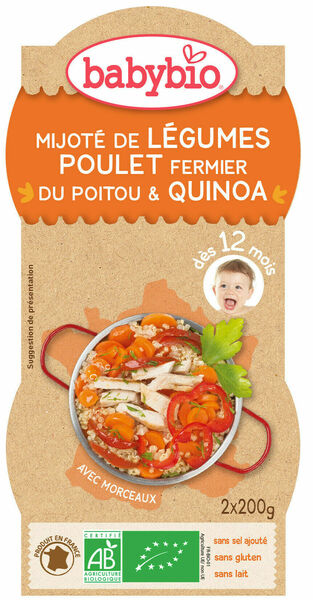 BABYBIO zelenina s kuřetem a quinoa 2x200g porovnat ceny