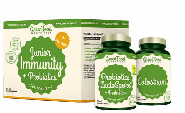 GreenFood Nutrition  Junior Immunity & Prebiotics + Pillbox 150ks porovnat ceny