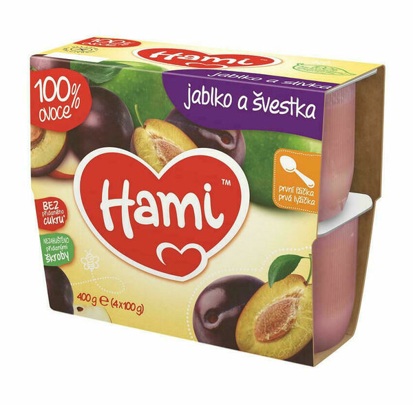 Hami 100% ovoce švestka a jablko první lžička 4x100g porovnat ceny