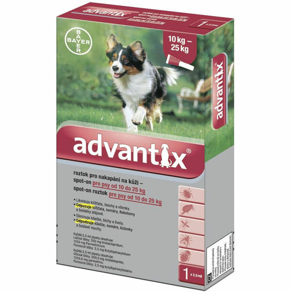 ADVANTIX Spot on pro psy 10 - 25 kg 4 x 2,5 ml porovnat ceny