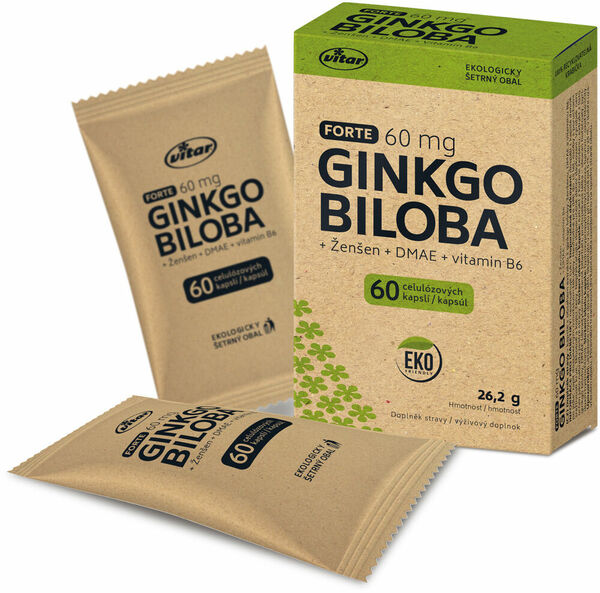 VITAR Ginkgo biloba 60mg + DMAE +Vitamín B6 EKO 60 kapslí porovnat ceny