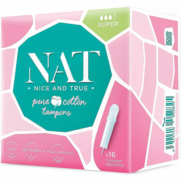 NAT nice & true Tampony z organické bavlny – s aplikátorem – super 16 ks porovnat ceny