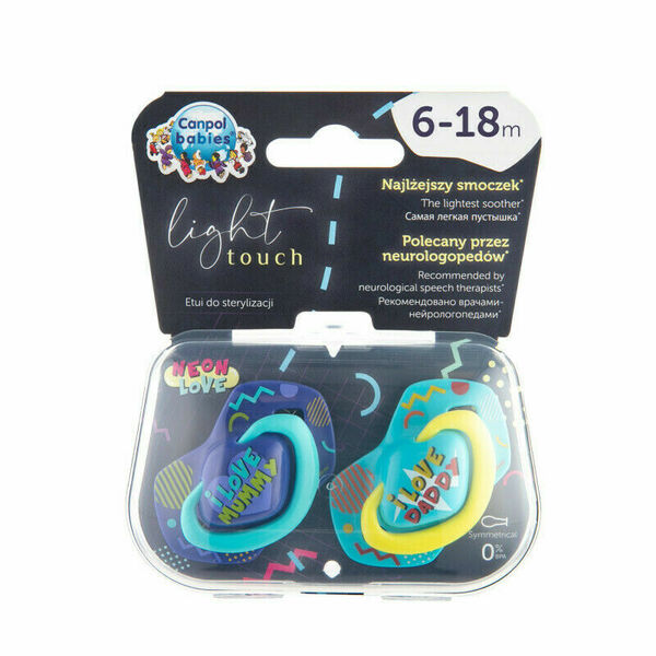 Canpol babies Light Touch Neon Love set dudlíků 6-18 měsíců modrý 2ks porovnat ceny