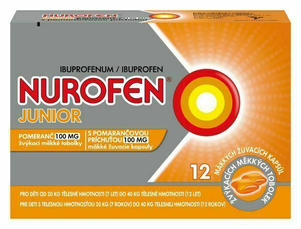 Nurofen Junior Pomeranč 100mg žvýkací měkké tobolky 12ks porovnat ceny