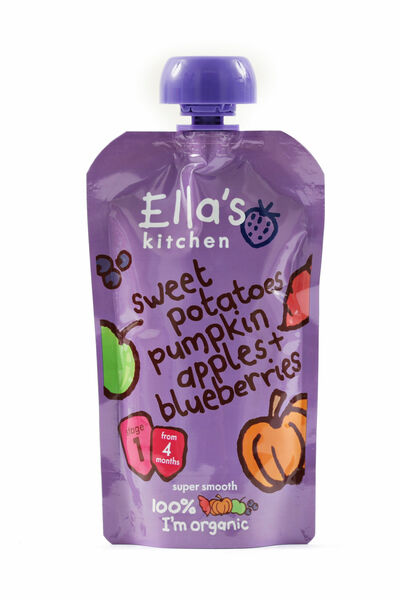 Ellas Kitchen BIO Zeleninové pyré sladké brambory, dýně, jablko a borůvky kapsička 120 g porovnat ceny