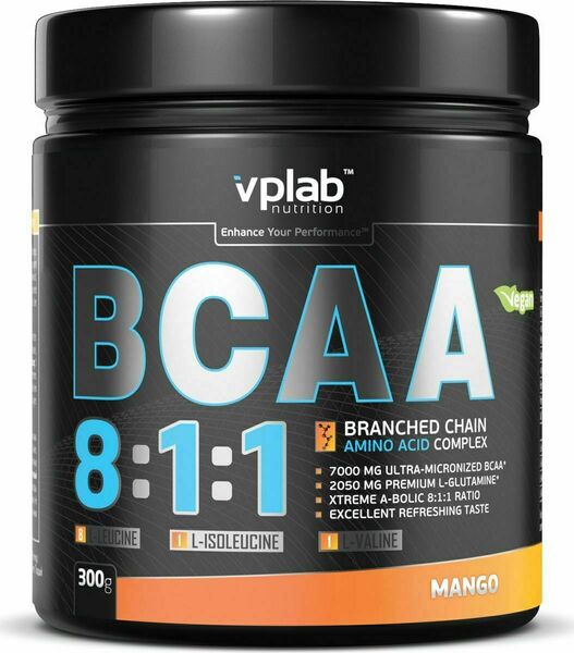 VPLab BCAA 8:1:1, 300 g, větvené aminokyseliny v sypké ultra-mikronizované formě, mango porovnat ceny