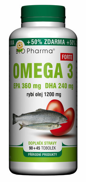 BIO Pharma  Bio-Pharma Omega 3 Forte 1200mg 90+45 tobolek porovnat ceny