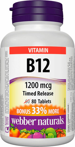 Webber Naturals Vitamín B12 1200mcg 80 tablet porovnat ceny