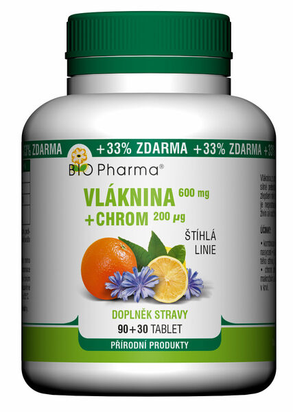 BIO Pharma Vláknina 600mg + Chrom 200mcg 90+30 tablet porovnat ceny