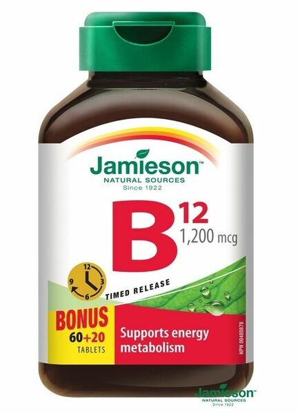 Jamieson Vitamín B12 methylkobalamin 1200μg s postupným uvolňováním 80 tablet porovnat ceny