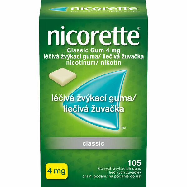 NICORETTE Classic 4 mg Léčivá žvýkací guma 105 kusů porovnat ceny