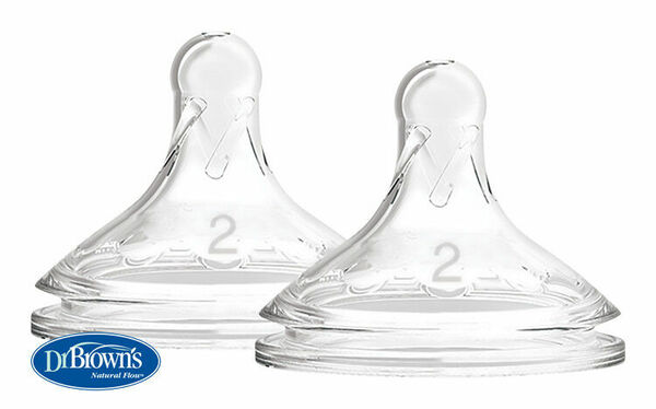 Dr. Brown's Náhradní silikonové savičky pro kojenecké láhve options + WIDE-NECK stupeň 2 – BPA FREE – 2ks porovnat ceny